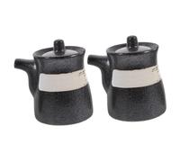 Toyvian 2pcs Ceramic Vinegar Bottles Japanese Style Vinegar Jars for Kitchen Liquid Seasoning Storage Sealed Oil Cruet Containers with Smooth Finish Prevents Contamination and Keeps Fresh