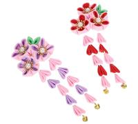 Toyvian 2pcs Chinese Style Tassel Hair Clips with Floral Design, Good Grip, Easy to Clip, Suitable for Party and Daily Life Hair Accessories