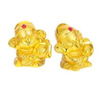 Toyvian 2pcs Chinese Tradition Mini Wealth Saving Pot Feng Shui Coin Bank with Smiling God of Wealth Design Decorative Lucky Fortune Ornament for Home Office Portable Prosperity Money