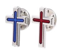 Toyvian 2pcs Christian Cross Brooch Lapel Pins Religious Tie Tack Pins for Chaplain Badge Suit Decoration Party Accessories