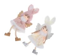 Toyvian 2pcs Christmas Angel Dolls Hanging Ornaments with Lightweight Strings Handmade Holiday Tree Pendants in White and Pink for Home Party Decorations