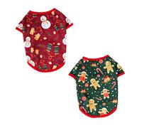 Toyvian 2pcs Christmas Cartoon Dog Costume Snowman Gingerbread Man Design Funny Apparel for Pets Comfortable and Safe Material for Holiday Parties
