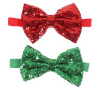 Toyvian 2Pcs Christmas Hairbands Adorable Bowknot Headbands for Newborns and Red and Green Photo Props Hair Decor
