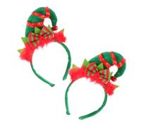 Toyvian 2pcs Christmas Hat Shaped Hairband Decorative Cloth Festival Prop | Green, Eye-catching Design, Adults and Performers, School Events, Costume Party Use