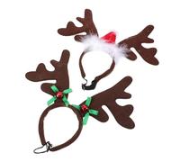 Toyvian 2pcs Christmas Pet Headbands Decorative Hair Hoops Festive Dog and Cat Headdress Party Accessories with Green Bow and Red Hat for Holiday Costume