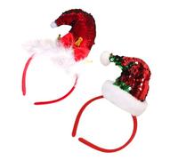 Toyvian 2pcs Christmas Sequin Elf Hat Headbands Cute Xmas Hair Hoops Party Favors Festive Hair Accessories for Families