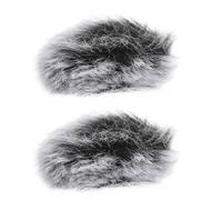 Toyvian 2pcs Clip-on Plush Microphone Covers Noise-reduction Windproof Mic Sleeves Gray Black for Lavalier and Portable Microphones Soft Protective Accessories for Recording and Live