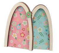 Toyvian 2pcs Colorful Flower Fairy Door Decoration Set for Garden Pot Wooden Fairy Door Decor Enchanting Design for Tree and Garden