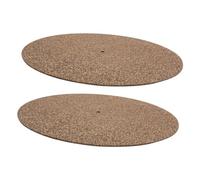 Toyvian 2pcs Cork Record Mat Anti- Pad for Turntable Cushion Protects Records Non-groove Design Material for Enhanced Sound Quality