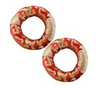 Toyvian 2pcs Cotton Singing Bowl Cushions Soft Round Pads for Meditation Yoga Elegant Embroidery Base Stand for Tibetan Bowls