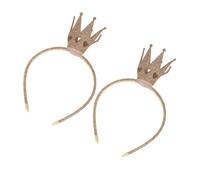 Toyvian 2pcs Crown Hair Hoop Gold Glitter Birthday Party Headband for Women Comfortable Reusable Princess Tiaras Accessories for Halloween Costume and Role Play