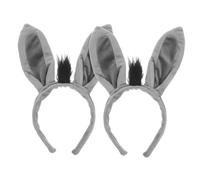 Toyvian 2pcs Cute Donkey Ears Animal Headbands for Women Soft Gray Hair Bands Party Accessory for Carnival Halloween Cosplay and Daily Wear