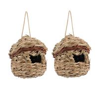 Toyvian 2Pcs Decorative Woven Bird Nest for Outdoor Use Durable Hummingbird House with Strong Rope for Hanging Roosting Pockets to Attract Birds to Your Garden