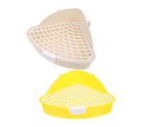 Toyvian 2PCS Detachable Plastic Pet Toilet Litter Box for Rabbit Hamster Guinea Pig Small Animals Corner Potty Indoor Training Pan White and Yellow