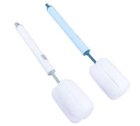 Toyvian 2pcs Detachable Sponge Cup Brushes with Long Handle Multipurpose Bottle Cleaner Brush for Travel and Kitchen Sturdy White and Blue