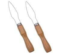 Toyvian 2pcs Disability Button Hook Dress Button Helper Tool with Ergonomic Design Comfortable Grip Wooden Handle for Personal Use at Home