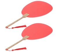 Toyvian 2pcs DIY Decorative Hand Fan with Handle Thickened Double-sided Painting Paper Versatile Craft Blank Fans for Painting Handheld Vintage Style for Art Projects
