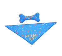 Toyvian 2pcs Dog Bandana Birthday Pet Costume Saliva Towel with Bone Pattern Blue Fashionable and Comfortable Triangle Bib for Dogs and Cats Easy to Wear for Parties and Daily Use