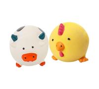 Toyvian 2pcs Dog Squeaky Toys: Latex Chew Toy With Squeaky Sound - Chicken & Cow Shaped Interactive Squeak Balls For Puppy Small Medium Breed Dogs
