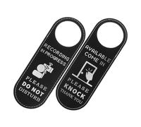 Toyvian 2Pcs Double-sided PU Leather Door Hanger Sign Office and Home Door Knob Decoration Board Do Not Disturb Recording In-progress Plaque Stylish Small Sign for Message Display