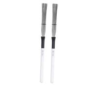 Toyvian 2pcs Drum Brush Handle Steel Wire Brush for Jazz Percussion Wooden Handle Drum