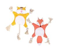 Toyvian 2pcs Durable Cartoon Dog Chew for Safe No Stuffing Molar for Healthy Teeth Fun Fox Tiger Design for Teething Puppies