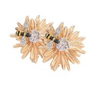 Toyvian 2pcs Elegant Daisy and Honey Bee Brooch for Women Lightweight Floral Lapel Pins with Rhinestone Accents Metal Enamel Pins for Dresses Coats Scarves Stylish Jewelry Accessories