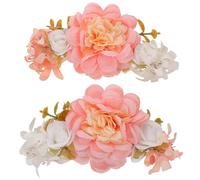 Toyvian 2pcs Elegant Pink Fabric Flower Hair Claw Clip with Firm Grip and Delicate Floral Design for Bridesmaids and Flower at Weddings and Festive Events