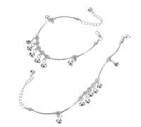 Toyvian 2pcs Ethnic Women Bell Anklets Lightweight Ankle Bracelets for Dance Practice Stage Performance Beach Jewelry with Melodious Bells