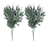 Toyvian 2pcs Faux Willow Leaves Stems 21.6’’ Grey-green Artificial Eucalyptus Branches for Home Decor, Wedding Floral Arrangements, Party Greenery Garland