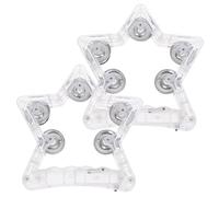 Toyvian 2pcs Five-pointed Star Flashing Bell Handheld Musical Flashing Tambourines LED Light up Star Tambourines for Party Favor Music Stage Prop Glow Dark