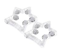 Toyvian 2pcs Five-pointed Star Flashing Bell Handheld Tambourine Musical Instrument LED Light up Star Tambourine Glow Dark Party Favor