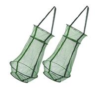 Toyvian 2pcs Foldable Nylon Fishing Net Basket Portable Collapsible Fish Storage Trap Cage Fish Guard for Recreational Fishing and Crabbing Activities