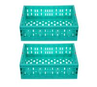 Toyvian 2pcs Folding Basket Folding Storage Box Plastic Storage Baskets Green Plastic Wear and Tear Resistant Home Organisation