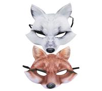 Toyvian 2pcs Fox Half Mask: Halloween Costume Party Accessory - Lightweight Animal Face Mask For Adult - Ideal For Masquerade And Cosplay Events