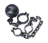 Toyvian 2pcs Halloween Foot Shackles with Ball Chain, Realistic Prisoner Costume Props, Silver Plastic Material, Lightweight and Safe to Use for Cosplay and Party Decoration