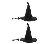 Toyvian 2pcs Halloween Pet Witch Hat Headwear in Black, Washable Polyester Material Unique Shape Design, Reusable Hat for Pet Cosplay and Halloween Photography Props