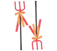 Toyvian 2pcs Halloween Pitch Fork Trident Lightweight Plastic Masquerade Prop with Realistic Detailing for Adult and Costume Party Cosplay