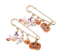 Toyvian 2Pcs Halloween Pumpkin Brooches for Women Spooky Skull Pin Accessory Retro Brooch for Clothing Hats and Bags Unique Halloween Party Decoration