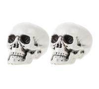 Toyvian 2pcs Halloween Scary Simulation Skull Decor Mini Plastic Skull Skeleton Props for Bar Haunted House Roombreak Party