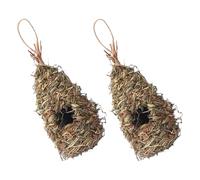 Toyvian 2pcs Handwoven Natural Grass Bird House for Garden and Home Decoration, Creative Bird Hut Roosting Pocket Supporting Sparrows and Hummingbirds, for Birdwatching Enthusiasts