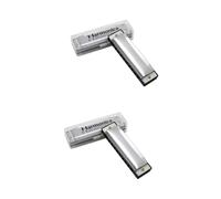 Toyvian 2pcs Harmonica Blues Harp Portable Musical Instrument Phosphor Reed Mirror for Blues Folk Jazz