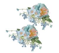 Toyvian 2PCS Hawaiian Hibiscus Flower Hair Comb Set, Blue Silk Floral Hair Clips for Women, Tropical Bridal Headpieces for Beach Weddings, Luau Party, and Boho Updo Hairstyles