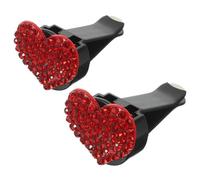 Toyvian 2pcs Heart Shaped Car Vent Diffuser Clips Air Freshener for Car Interior Decor with Rhinestone and Manganese Steel Material, Creative Aroma Clip to Lessen Peculiar Smell for Home