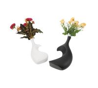 Toyvian 2pcs Heart-shaped Ceramic Vases Black White Nordic Style Decorative Flower Arrangement Pots Romantic Dried Flower Holders for Home Modern Farmhouse Desk