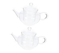 Toyvian 2Pcs Heat-Resistant Glass Tea Pot with Infuser Thickened Borosilicate Glass Teapot for Loose Leaf Flower Fruit Herbal Tea Brewing at Home Office