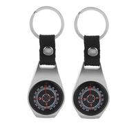 Toyvian 2Pcs High Precision Zinc Alloy Survival Compass Keychain with Key Ring for Hiking Camping Outdoor Navigation Tool