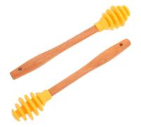 Toyvian 2pcs Honey Stirring Sticks Wooden and Silicone Honey Dippers for Efficient Mixing and Enhanced Flavor, for Home and Outdoor Use