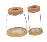 Toyvian 2pcs Hydroponic Glass Cork Lid Elegant Terrarium for Indoor Plants for and Miniature Gardens Includes Trays and Sticks
