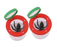 Toyvian 2pcs Insect Observation Boxes Magnifier Lenses Abs Transparent Bug Viewer Cage for Outdoor Educational Red and Green Covers